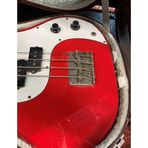 584 - Japanese 1980's red/white Westone Concord Bass I with original hard case 115cm full length, 60cm fre... 