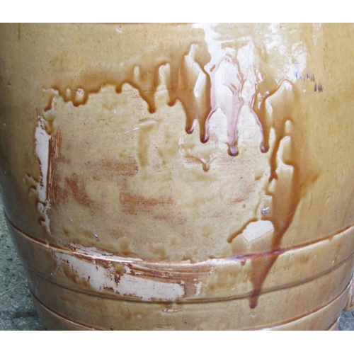 2005 - A vintage honey glazed twelve gallon barrel with banded detail together with a galvanised bucket/bin... 