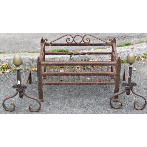 2079 - Two cast iron fire baskets and loose dogs of varying design together with a further rectangular bask... 