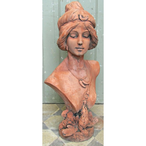 2091 - A reclaimed bust of Artemis with simulated terracotta finish, 62c,m high