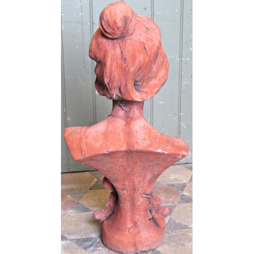 2091 - A reclaimed bust of Artemis with simulated terracotta finish, 62c,m high