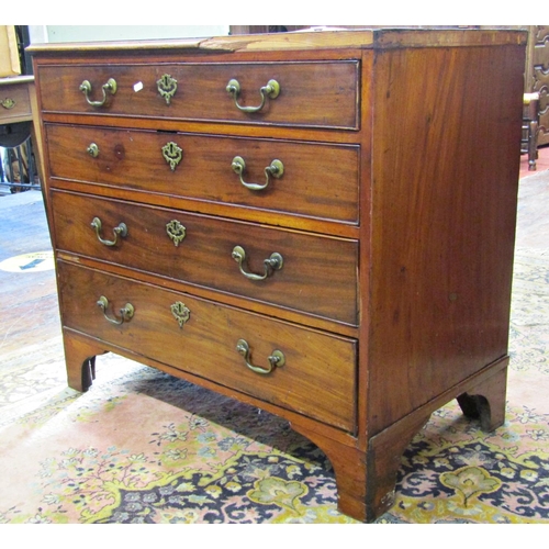 2721 - Georgian mahogany chest of four long drawers with brass fittings on bracket support, 95cm wide