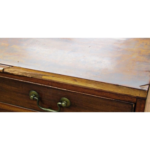 2721 - Georgian mahogany chest of four long drawers with brass fittings on bracket support, 95cm wide