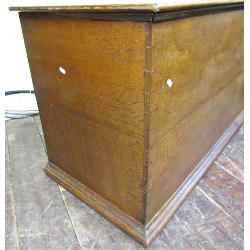 2762 - A substantial 19th century oak blanket chest of simple construction, exposed dovetails, 140 cm wide