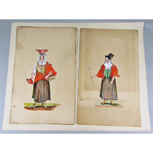 315 - A set of four 19th century gouache studies of figures in European style costume including pair of fi... 