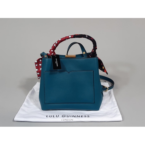 1558 - Hand bag by Lulu Guiness 'Ruby with Scarf' in emerald leather with scarf detail around handle, and b... 