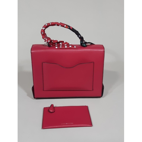 1559 - Hand bag by Lulu Guiness 'Large Queenie with Scarf' in raspberry leather with scarf detail around ha... 