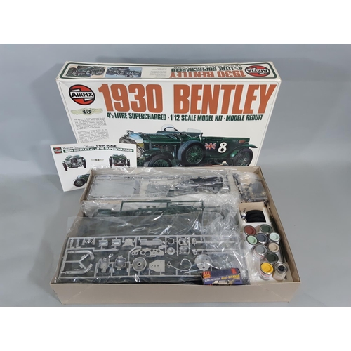 69 - Large 1:12 scale 1930 Bentley model kit by Airfix, with instructions and decals. Includes glue, brus... 