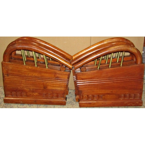 2140 - Three pairs of Art Deco wooden chair/sofa slab ends with shaped and moulded detail, 65 cm wide x 63 ... 