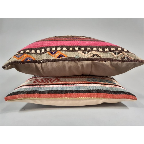 1548 - 2 good quality cushions with zipped covers, cut from colourful woven kelim type cloth, in very good ... 