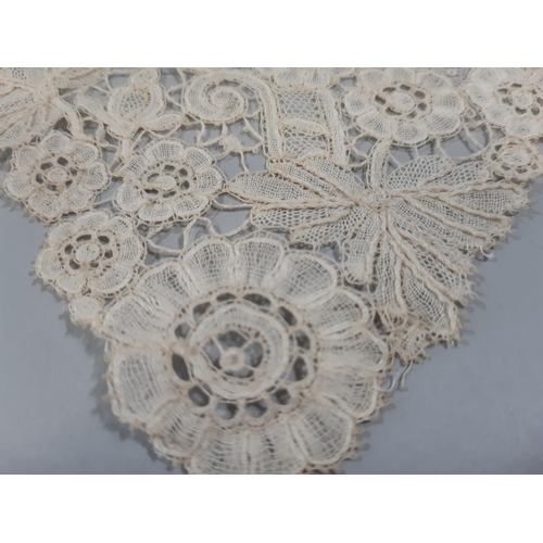 1549 - Collection of interesting 19th century textiles including hand made lacework collars,  lengths of la... 