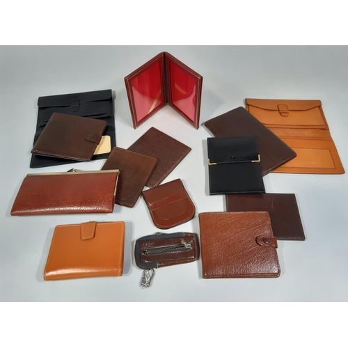 1566 - Collection of 8 good quality leather wallets and other leather pouches etc (14 in all)