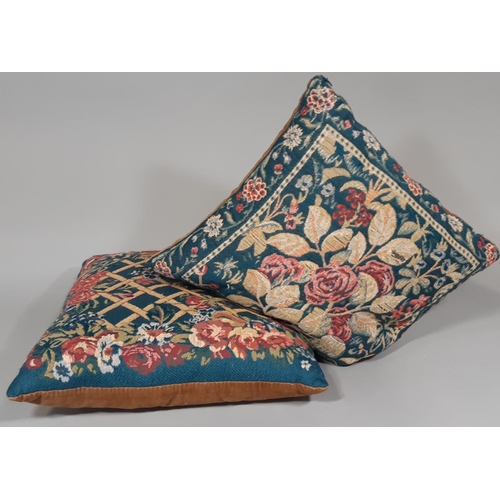 1569 - 6 modern needlepoint and 2 tapestry style cushions. CR; needlepoint cushions in good clean condition... 