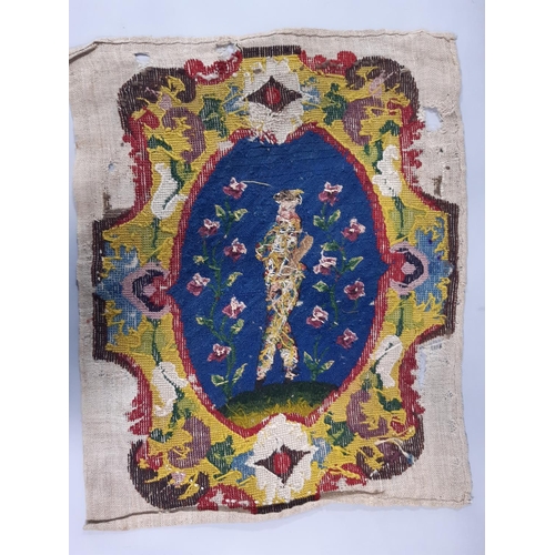 1573 - Three 19th century textile panels of oval shape, all approx 52x40cm, each with finely embroidered ce... 