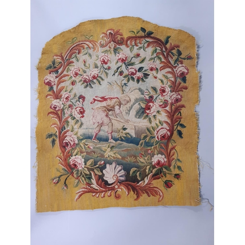 1574 - 3 18th/19th century Aubusson type woven tapestry panels; first depicts a scene from Aesops fables wi... 