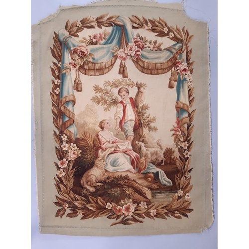 1574 - 3 18th/19th century Aubusson type woven tapestry panels; first depicts a scene from Aesops fables wi... 