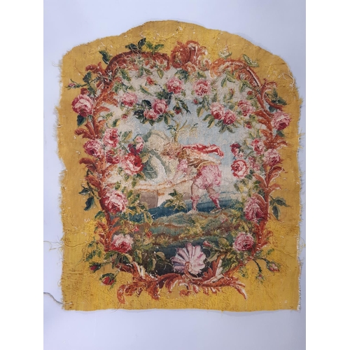 1574 - 3 18th/19th century Aubusson type woven tapestry panels; first depicts a scene from Aesops fables wi... 