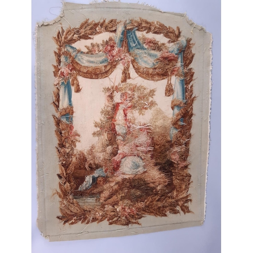 1574 - 3 18th/19th century Aubusson type woven tapestry panels; first depicts a scene from Aesops fables wi... 