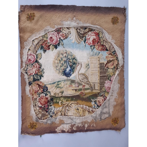 1574 - 3 18th/19th century Aubusson type woven tapestry panels; first depicts a scene from Aesops fables wi... 