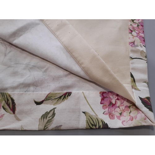 1525 - 2 pairs extra long curtains with triple pleat heading in Laura Ashley 'Hydrangea' fabric. Lined and ... 