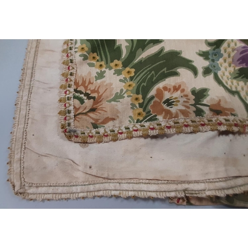 1532 - Large lined curtain late 19th/ early 20th century,  originating from Rosehaugh House, Cromarty, with... 