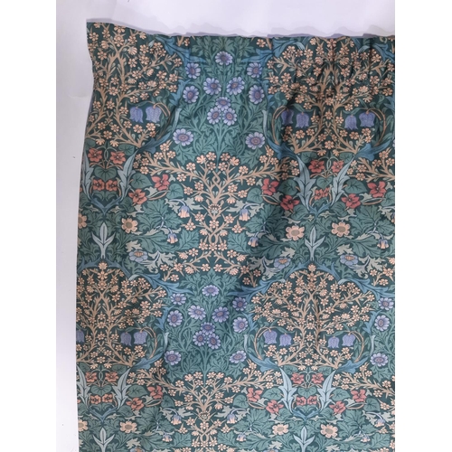 1533 - One large lined curtain in William Morris 'Blackthorn' fabric by Sanderson with pencil pleat heading... 