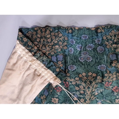 1533 - One large lined curtain in William Morris 'Blackthorn' fabric by Sanderson with pencil pleat heading... 