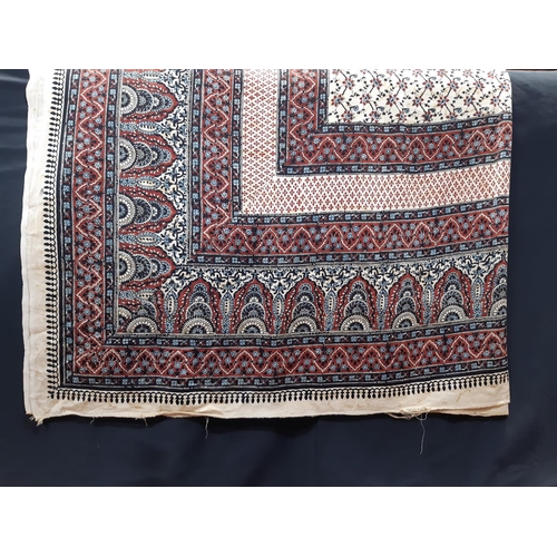 1537 - 2 Indian block printed textile throws, 2.66x2.2m and 2.7x2.14m, in soft feel fabric (not cotton) (2)