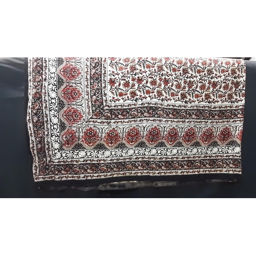 1537 - 2 Indian block printed textile throws, 2.66x2.2m and 2.7x2.14m, in soft feel fabric (not cotton) (2)