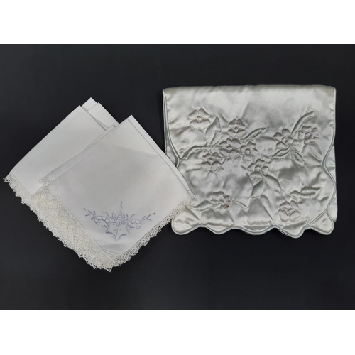 1570 - Collection of good quality white table linen including a damask table cloth, cloths with pulled thre... 