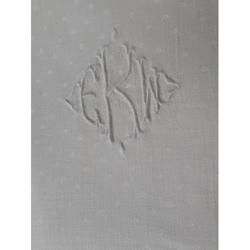 1570 - Collection of good quality white table linen including a damask table cloth, cloths with pulled thre... 