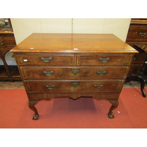 2746 - 18th century and later walnut chest of two long and two short drawers raised on shaped supports with... 