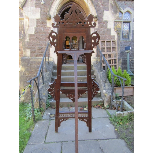 2781 - A late 19th century Moorish easel with repeating geometric detail and further mother-of-pearl inlaid... 