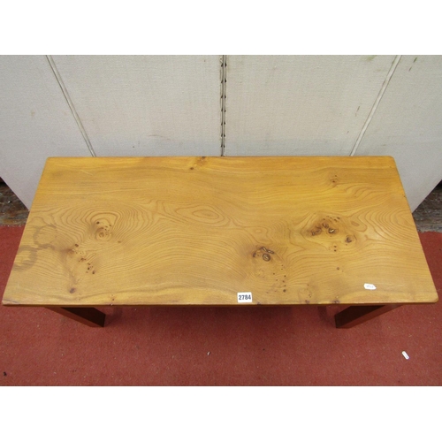 2784 - A simple contemporary occasional table, the top construction from a single plank of knotted elm rais... 