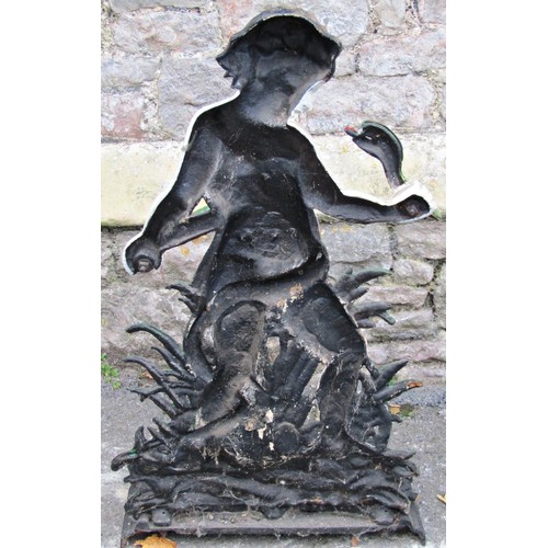 2113 - A vintage cast iron umbrella/stick stand in the form of young Hercules grasping a snake amongst foli... 