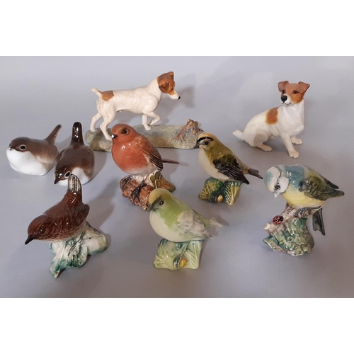 1094 - 5 Beswick birds comprising robin, wren, goldfinch, blue-tit and one other, together with 2 ceramic t... 