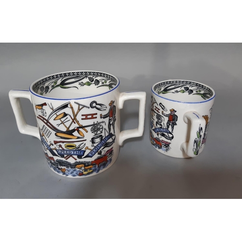 1095 - 6 farmers 'God Speed the Plough' mugs (4 coloured and 2 monochrome), a large meat serving plate leng... 