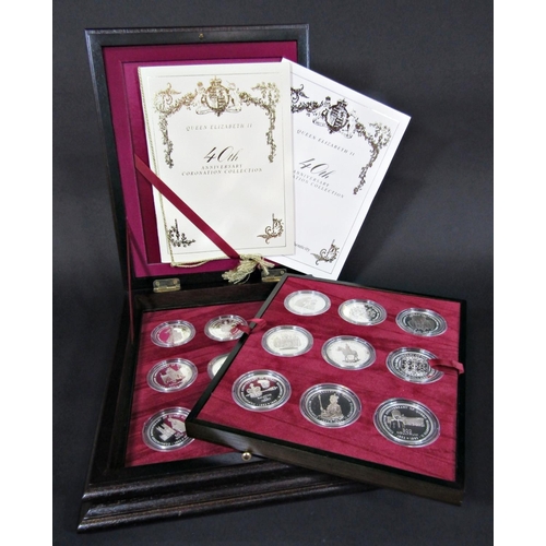 422 - Queen Elizabeth II 40th Anniversary Coronation collection, 18 silver crowns struck by The Royal Mint... 