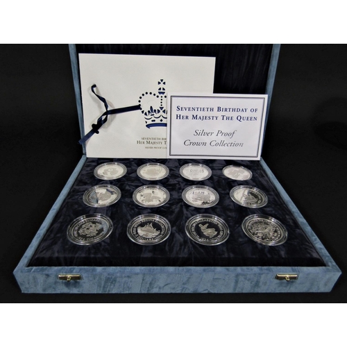 423 - Queen Elizabeth II 70th Birthday Collection, 12 silver crowns struck by The Royal Mint, limited to 1... 