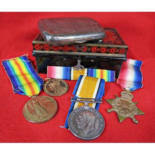 451 - 1914-15 Star, 14-18 war medal and victory medal named 15441 Pte C J Shearman Gloucester Regiment, to... 