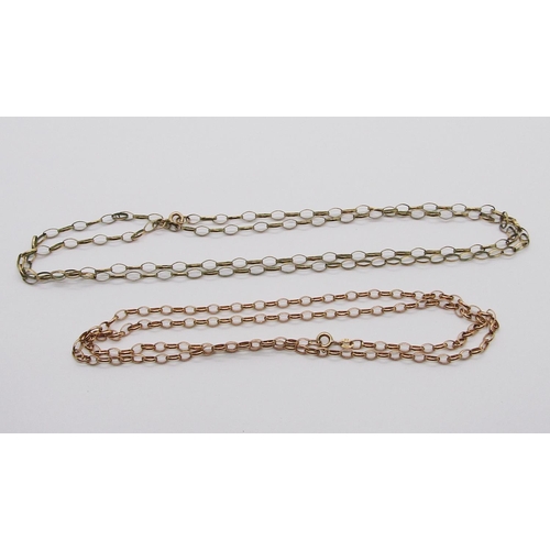 331 - Two 9ct oval link chain necklaces, 6.7g total (2)