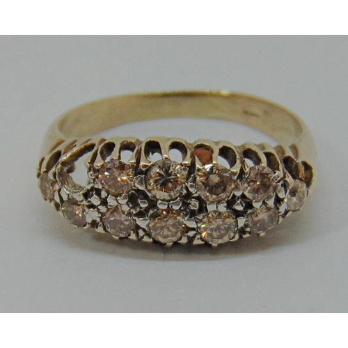 344 - Victorian style yellow metal diamond cluster ring, size N, 3g (one stone vacant)