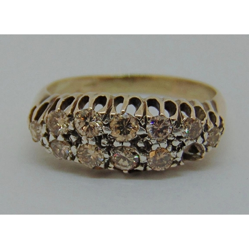 344 - Victorian style yellow metal diamond cluster ring, size N, 3g (one stone vacant)