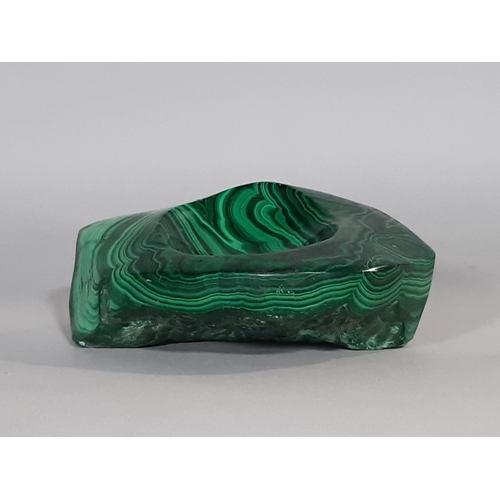 450a - A polished Malachite ashtray/pin dish 12cm x 9 cm approx