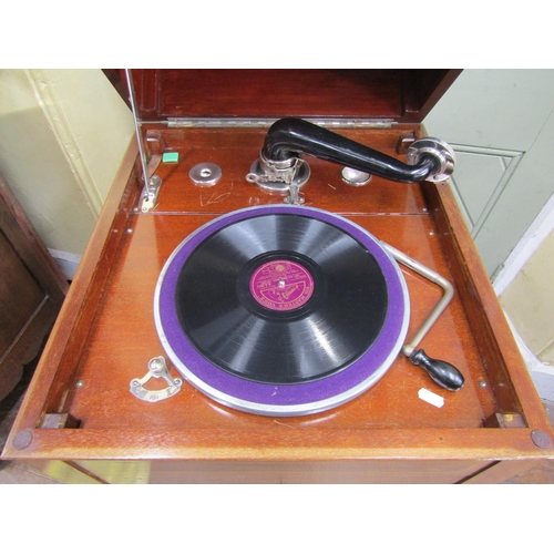 1503 - A vintage floorstanding gramophone The Algraphone, with chrome fittings, the front elevation enclose... 