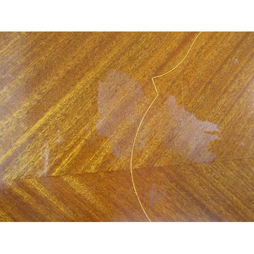 1523 - A good quality reproduction French writing desk with quarter panelled top over a single frieze drawe... 