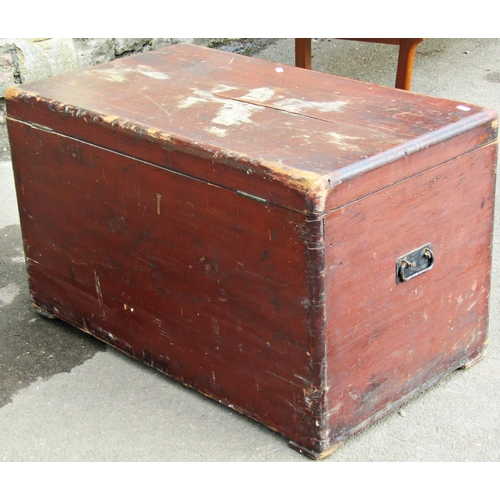1538 - A 19th century pine blanket box with iron work handles, together with a further 19th century pine bl... 