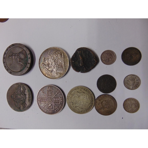 442a - 1889 Crown, 1887 half crown, cartwheel 2d piece and a small collection of later English and foreign ... 