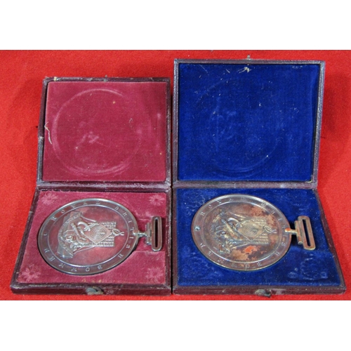 456 - Two mid-19th century silver plated archery awards, Royal British Bowman 1842 and 1847, awarded to Ri... 