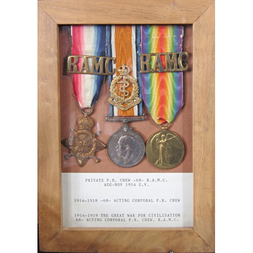 458 - The First World War military memorabilia of Private P B Chew-68-RAMC, Royal Army Medical Corps.  191... 